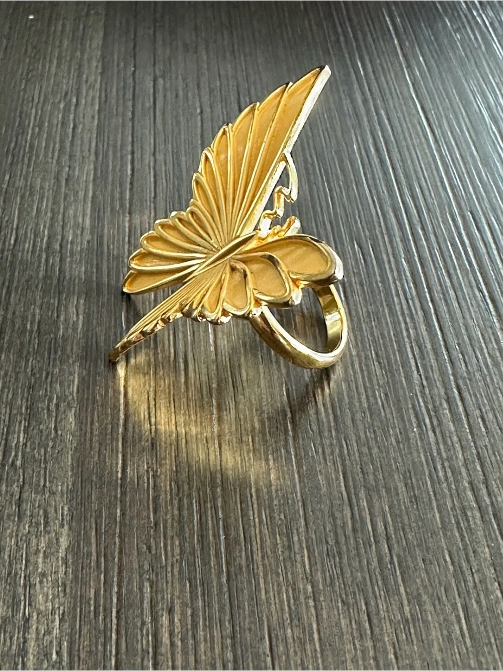 Vintage Style Butterfly Cocktail Ring – Genuine 925 Sterling Silver Gold Vermeil